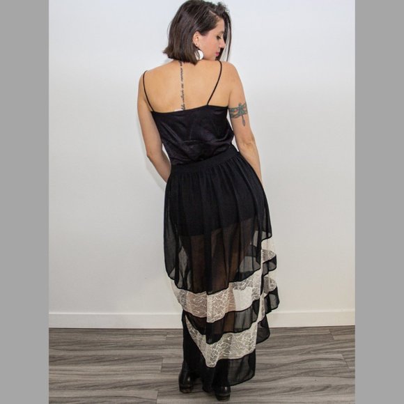 'Xtaren' Black Skirt with White Lace, SIZE 4. - Picture 2 of 5